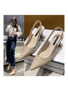 Sandalias De Tacón Puntiagudo A La Moda - Albaricoque - Ver 3