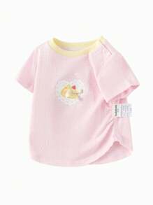 Balabala Áo thun cotton dễ thương cho bé gái, thoáng khí và đáng yêu. - trắng đỏ - Xem 5