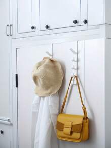 4pcs Over-The-Door Hooks - Easy To Install Multi-Purpose Storage Rack For Coats, Towels, Bags - Plastic, 5 Hooks Each, White, Black, Gray - Ideal For Bathroom, Entryway, Wardrobe - Multicolor - View 5