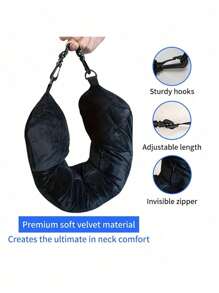 1pc Super Soft Adjustable Neck Pillow With Large Capacity And Long Zipper For Easy Travel, Suitable For Cars, Airplanes, With Storage Bag And Shoulder Strap Holiday Essentials Holiday Travel Essentials Travel Bag Travel Accessories Bag For School School Accessories School Stuff