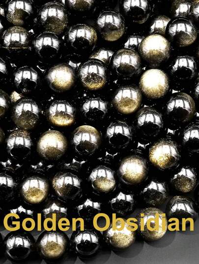 1 串金黑曜石银黑曜石珠，天然宝石圆形散装黑曜石珠，神秘高贵优雅珠子 DIY 珠宝制作手链项链 4 毫米 6 毫米 8 毫米 10 毫米