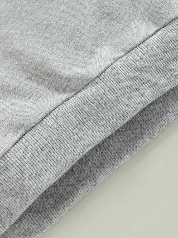 Sudaderas para niños y niñas pequeños, color liso, cuello redondo, manga larga, sudaderas con capucha, jerséis casuales de otoño e invierno. - Gris Claro - Añade 7
