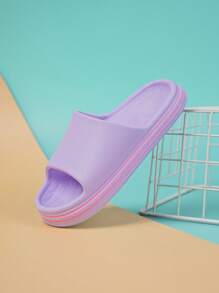 1 Pair Girls' Fashionable, Comfortable, Casual, Lightweight And Foam Slippers, Suitable For Summer - Purple - View 4