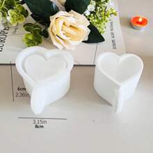 Heart Shaped Silicone Mold DIY Crafts For Candle, Succulent Plant Pot, Tea Cup, Home Decor - White - View 2