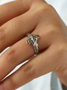 1 pièce Bague croisée latérale ouverte Jésus Christ Bague de bande chrétienne unisexe Cadeaux de bague de doigt