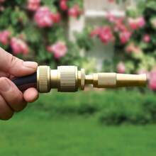 10X High Pressure Brass Garden Hose Nozzle For Water Spray Gun Pipe Car Cleaning Hose 8*2.1cm - Gold - View 5