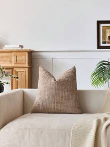 1 件中性雪尼尔枕套，柔软纹理装饰抱枕套，适用于沙发、床、家居装饰，45 X 45 厘米 - 米色 - 查看 4