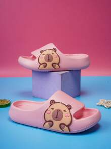 Chinelos de Espuma para Crianças, Sola Antiderrapante Leve e Macia, Tira Casual Confortável e de Secagem Rápida, Cor Sólida Simples com Sola Grossa, Adequado para Meninos e Meninas, Sandálias de Praia - Rosa chiclete - Visão 9