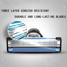 8pcs/3-Layer Razor Replacement Cartridges Manual, Safety Anti-Scratch Design, Sweep Stubble, Smooth Shaving Experience - Three-layer 8-blade With Cleaning Brush - View 5