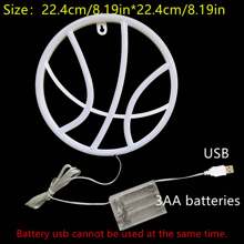 1pc LED Basketball Shaped Neon Wall Decor Light, Battery/USB Powered, Romantic Fairy Light For Home, Gamer Room, Party, Birthday Gift, Bedroom Decoration