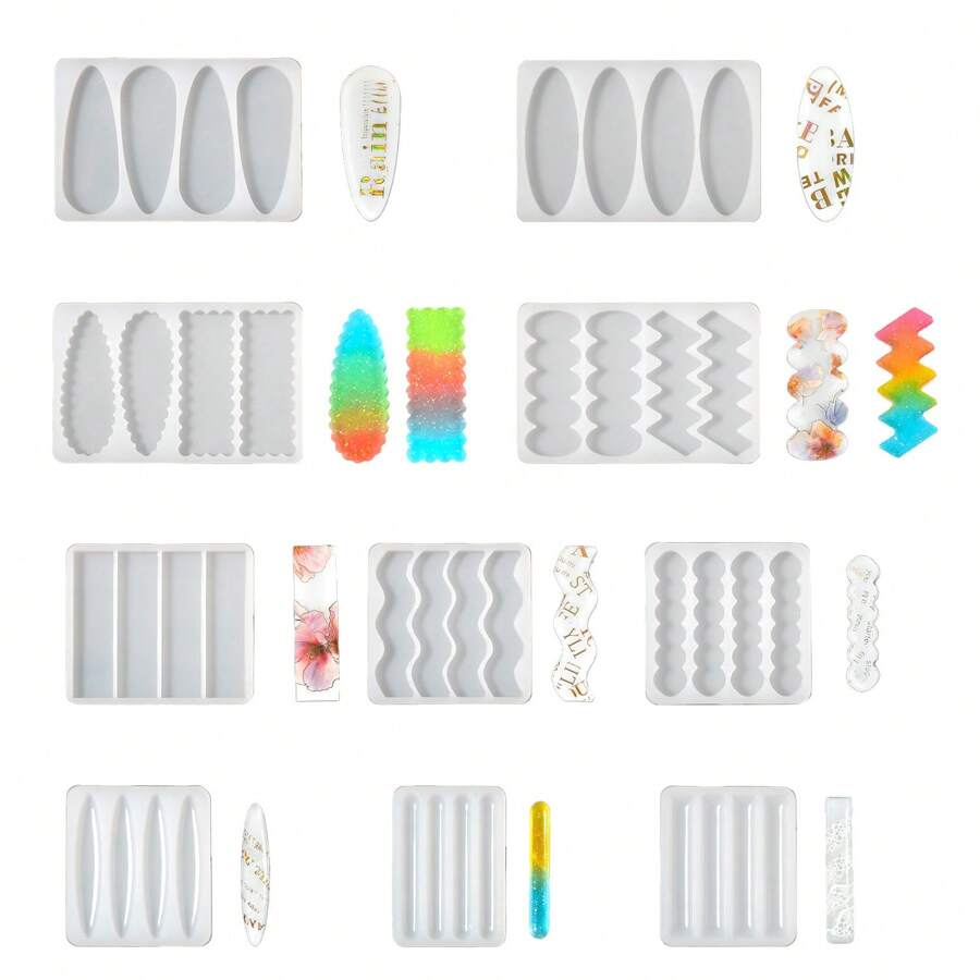 10pcs Assorted Silicone Mold Clips Hair Accessories, DIY Handmade Resin Crafts Suitable For Daily Wear