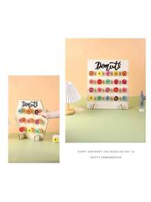 1 件木质甜甜圈收纳架，现代字母图形蛋糕架，适用于派对蛋糕架，蛋糕装饰，纸杯蛋糕架，蛋糕装饰，蛋糕托，婚礼装饰，婚礼派对用品，婚礼装饰，婚礼配件，婚礼蛋糕架 - 黃色 - 查看 5