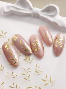 2 pezzi Adesivi per unghie con foglie dorate 3D , adesivi decorativi per unghie di lusso con foglie fai-da-te, decorazione per la manicure, adesivi per unghie diy per salone