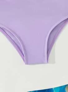 2pcs/Set Plain Fabric 2 In 1 Bottom, Cute For Vacation & Swimming, Spring/Summer - Purple - View 4