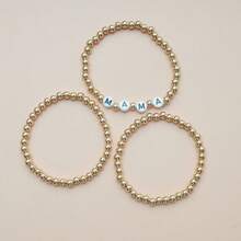 Illusory 3 件装金珠和亚克力字母珠“妈妈”手链，母亲节礼物 - mama手鍊 - 查看 4