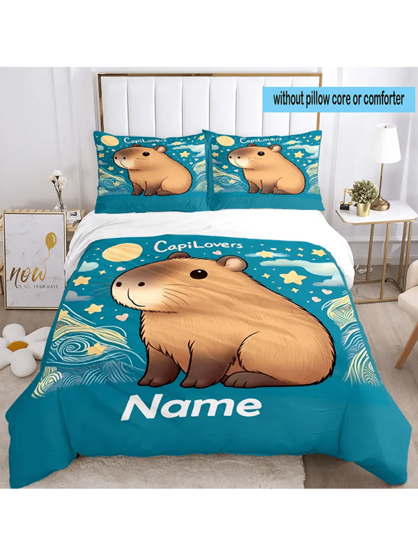 3pcs Custom Photo Bedding Set, Includes 2 Pillow Covers - 100% Polyester, Zipper Closure, Digital Printing, Tear-Resistant, Machine Washable - Personalized Bedding For All Seasons