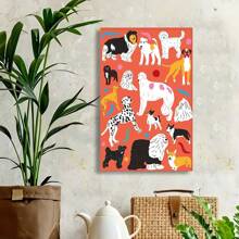 Framed Dog Illustration Posters, Animal Posters, Vintage Art, Furniture Decoration, Canvas Printed Decorative Paintings, Wall Art Decoration For Bedrooms, Living Rooms, Corridors, Ideal Gifts