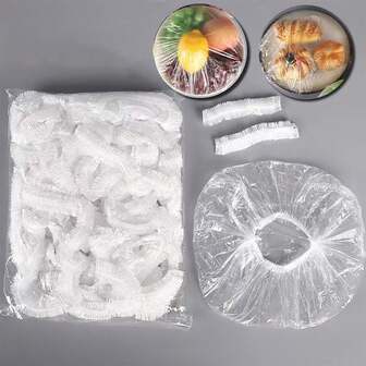 100 piezas de tapas de plástico para alimentos, envasado de almacenamiento de alimentos, tapas elásticas adecuadas para tazones, platos, platos, tapas de refrigerador para alimentos, tapas de alimentos para picnic