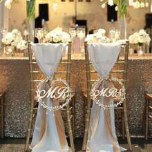 1 件婚礼椅背先生和夫人挂饰，创意字母婚礼仪式接待椅装饰，适合婚礼活动、婚礼季节 - 彩色 - 查看 4