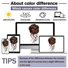 女士凌乱发髻发夹，凌乱波浪卷发发髻接发，蓬松盘发发髻夹式合成假发马尾接发