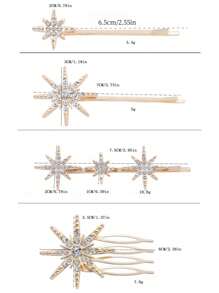 2 件/4 件时尚简约星星和月亮发夹，优雅水钻装饰婚礼派对发饰，发夹和刘海夹 - 彩色 - 查看 2