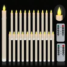 24 Pack Flameless Taper Candles In Candleholders With Remote Timer , LED Candlesticks Flickering, Battery Operated Candles, 10.6 Inches For Home Christmas Wedding Celebration Decor, Ivory