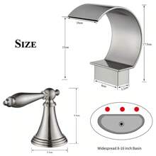 Widespread Bathroom Sink Basin Faucet With Waterfall Design, 2 Handle, 3 Hole Vanity Mixer Tap For Enhanced Style And Functionality