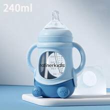 1pc 150ml/240ml Baby Glass Feeding Bottle, Wide Neck Anti-Colic Anti-Drop With Silicone Protective Sleeve - Multicolor - View 2