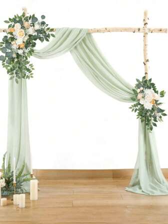 1pc 3/6m Light Blue Wedding Arch Sheer Curtain, Transparent Organza Voile Window Curtain, Bridal Shower, Engagement Party Background Decor, Wedding Decoration, Birthday Decor Fabric, Chair Back Cover Cloth, Party Favors, Gift Packaging Materials, Baby Shower, Shower Decorations, Decorations, Decorations, Gender Reveal Decorations, Decorations, Bantam Spiel Supplies Gifts Graduation Birthday Decorations Party Decorations Bachelorette Summer Beach Back To School School Supplies Room Decor