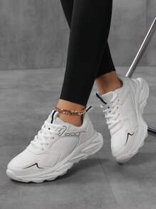 Sapatos Esportivos Casuais Elegantes e da Moda para Escritório Feminino, Novo para Primavera e Outono, Sola Macia, Confortáveis, Sapatos Casuais Chics Franceses de Mãe com Função Antidolorosa e Antiderrapante, Adequado para Viagem, Festa, Escritório, Interno e Externo, Pode Combinar com Saias, Roupas Casuais, Sapatos Casuais Brancos