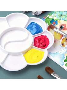 5pcs/10pcs/20pcs Mini Flower Shape Plastic Palette - Art Mixing Tray For Watercolor And Gouache Painting,Back To School,School Supplies - White - View 4