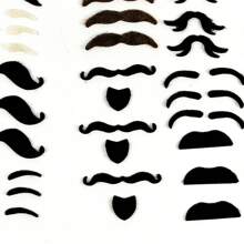 2/6/7/12/48pcs Party Dress Up Props - Lareth Fake Beard Simulation Beard, Goose Yellow Eyebrow Beard, Fake Beard Props, 48 Artificial Beard Party Supplies, Handlebar Mustache Dress Up Beard Headpiece Photo Props