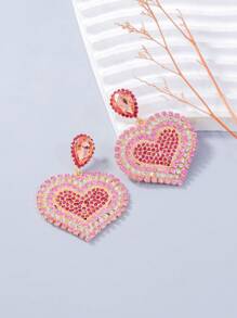 juran 1 para diamentowych błyszczących dużych sercowych kolczyków wiszących dla kobiet, prezent na dzień matki