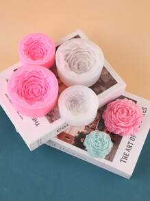 1 件 3D 牡丹香薰蜡烛硅胶模具、石膏、手工皂玫瑰 DIY 石膏工艺工具 - 白色 - 查看 2