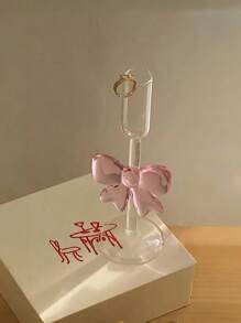 1pc Creative Extra Large Bow Glass Candle Holder, High-End Restaurant Decor Candle Holder, Romantic Candlelight Dinner Decor Candle Holder, Birthday Gift, Wedding Decoration