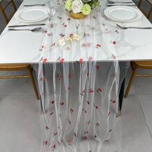 1 件刺绣花卉桌旗，蓝色花朵桌旗，适合婚礼季节、宴会、庆典、餐饮、厨房餐桌装饰 - 彩色 - 查看 5