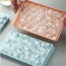 Ice Cube Tray, Round Ice Ball Maker With Lid, Home Refrigerator Freezer Ice Cubes, Magic Blue/Pink Color - Multicolor - View 8