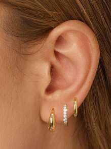 6 件优雅简约铜锆石装饰耳环套装，女士度假派对日常搭配礼物 - 款式一 - 查看 10