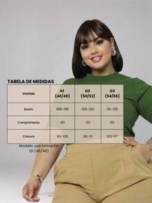 Women's Plus Size Ribbed Blouse Round Neck Elastic Comfortable Everyday Wear - Army Green - View 2