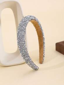 1pc Girl's Pink Crystal Headband, Silver Starry Fashion Hair Hoop For Girls, Suitable For Daily Wear And Parties