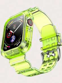 2 合 1 水晶透明表带带保险杠外壳兼容 Apple Watch 38/40/41/42/44/45/46 毫米，果冻运动保护性替换腕带表带兼容 Apple Watch 10/9/8/7/6/5/4/3/2/1/SE 女士男士