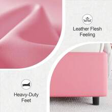 Modern LED Upholstered Bed Frame With Silver Wingback Headboard – Soft PU Leather, Platform Design, Easy Assembly, Twin Bed Frame / Full Bed Frame/ Queen Bed Frame / Twin /Full / Queen Size Bed Frame, Black/Pink/Beige (USB LED Strip) - 粉色 - 查看 5