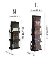 1pc 6/8 Grid Bag Storage Hanging Bag Wardrobe Dormitory Hanging Household Rack Layered Bag Rack Shoulder Bag Storage Bag - Grey - View 4