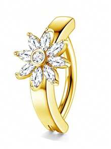 1pc Smooth Navel Piercing Jewelry, Rhinestone Zirconia Design, Hot Selling Belly Button Ring,