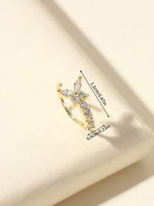 Nhẫn mũi giả Cubic Zirconia dành cho nữ, trang sức kẹp mũi tròn bằng đồng - Bươm bướm - Xem 3