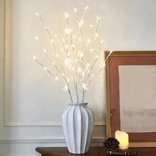 1个20颗LED灯珠的DIY白色桦树枝灯，电池供电，花瓶树枝装饰灯，节日氛围装饰，仙女灯串，柳枝灯，适用于家居卧室壁炉室内外装饰 - 多色 - 查看 10