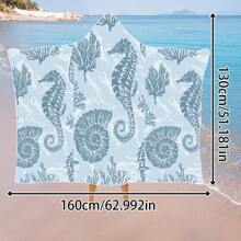 1 pièce Serviette de plage à capuche extra large, surdimensionnée, super absorbante, couverture de plage anti-sable, serviette de plage en fibre super fine, indispensable pour l'été, coupe-vent, écran solaire, plage, fête, séchage en voyage, camping, accessoires de plage, cadeau essentiel de vacances