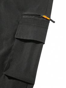 Men's Outdoor Trekking, Fishing, Camping, Mountain Climbing, Fitness, Running, And Casual Fashion Workwear Zipper Large-Pocket Elastic Waistband Slant-Pocket Straight-Leg Gray Pants