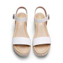 Women's One-Strap Platform Wedge Sandals Espadrille Non Slip Comfortable Commuter Vacation Summer Shoes - trắng - Xem 6