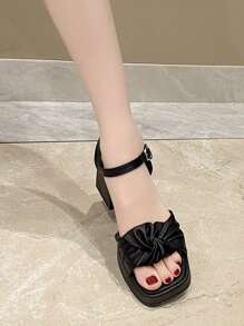 2025 Chunky Wedge Sandals, Fashion Twist Knot Thick Sole High Heel Sandals, Personalized Chic Sexy Platform Casual Comfy Beautiful Sandals